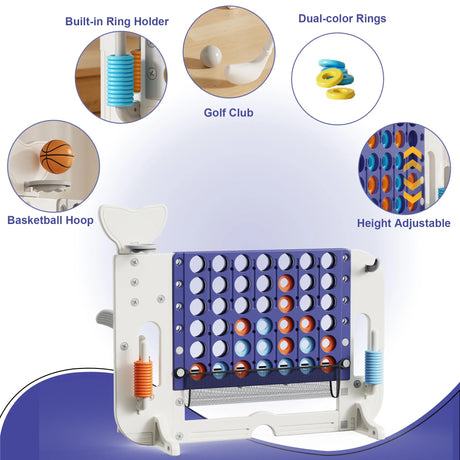 4-in-1 Adjustable Height Multi-Game Set With Mesh Bag - Omega Lifestyles