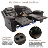 Manual Faux Leather Recliner Chair With Hidden Storage And LED - Omega Lifestyles