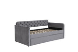 Twin Velvet Upholstered Daybed Frame With Trundle USB - Omega Lifestyles