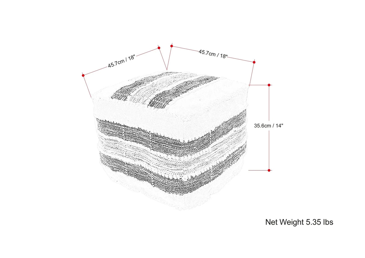 Recycled Fabric Square Pouf With Polystyrene Bead Filling - Omega Lifestyles