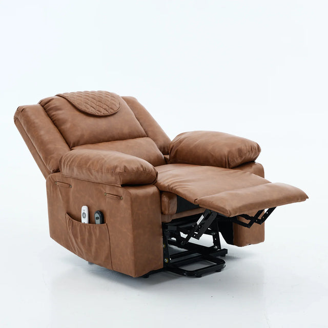 Medium-Firm PU Leather Remote-Controlled Heating Massage Recliner - Omega Lifestyles