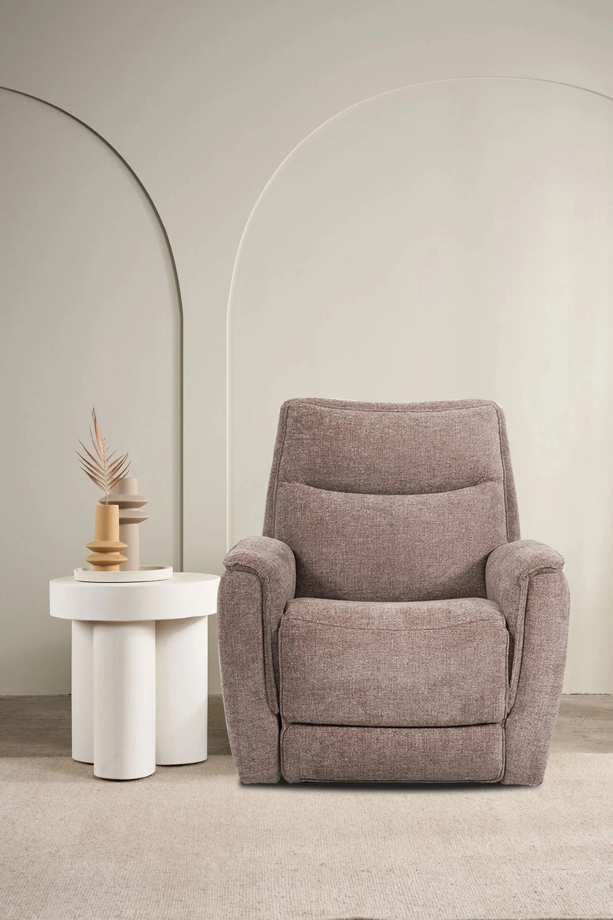 Manual Swivel Chenille Fabric Recliner With Chrome Lever - Omega Lifestyles