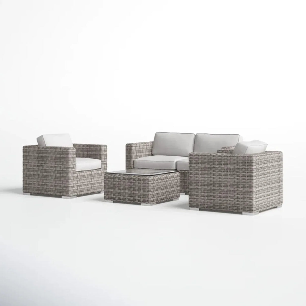 5-Piece Outdoor Weather-Resistant Wicker Sectional Seating Set - Omega Lifestyles