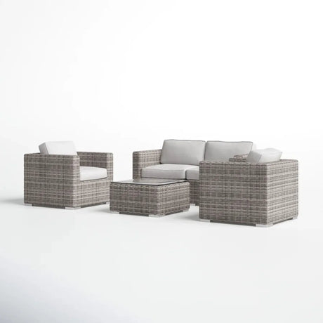 5-Piece Outdoor Weather-Resistant Wicker Sectional Seating Set - Omega Lifestyles
