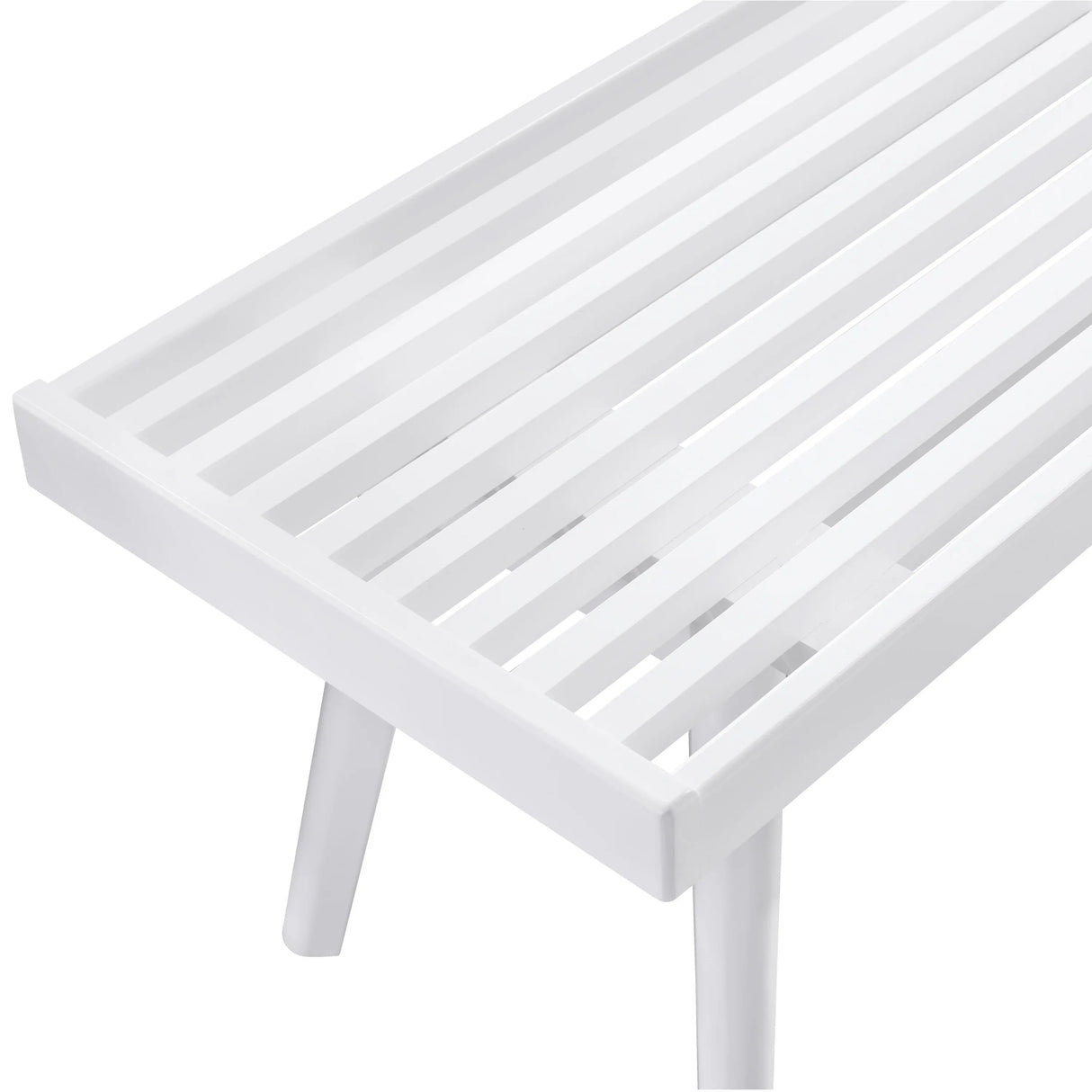 Solid Wood Slatted White Farmhouse Style Wooden Bench - Omega Lifestyles