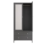 Retro Steel Armoire Wardrobe Closet With Mirror And Drawers - Omega Lifestyles