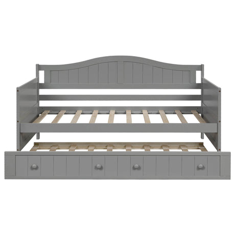 Twin Solid Wood Daybed With Trundle Gray - Omega Lifestyles