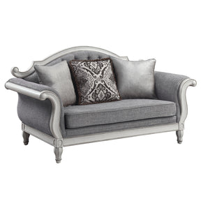 Gray Fabric Pocket Coil Loveseat With 3 Pillows - Omega Lifestyles