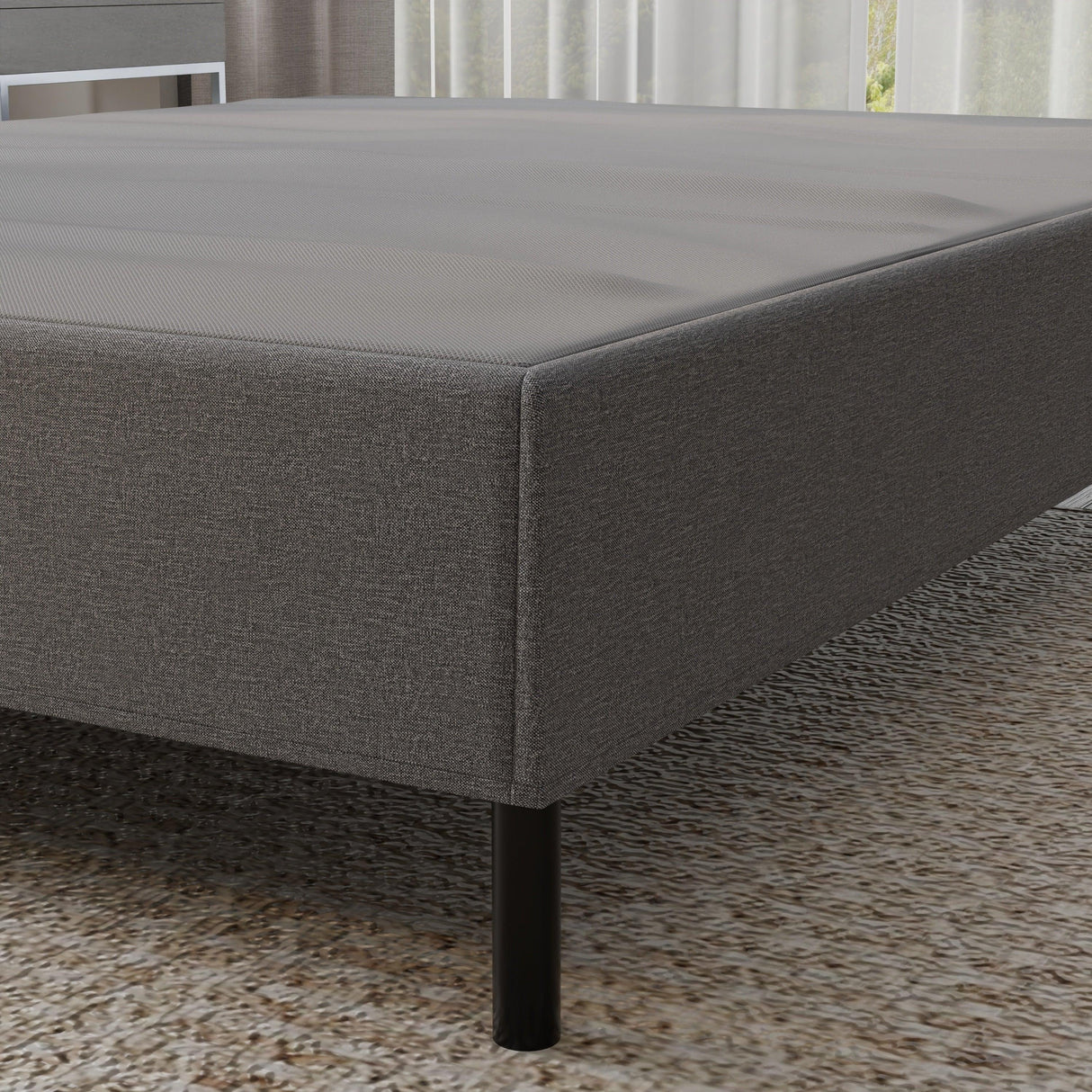 Queen Heavy Duty Fabric And Metal Mattress Foundation - Omega Lifestyles