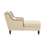 Beige Chenille Upholstered Wide Seat Lounge Chair - Omega Lifestyles