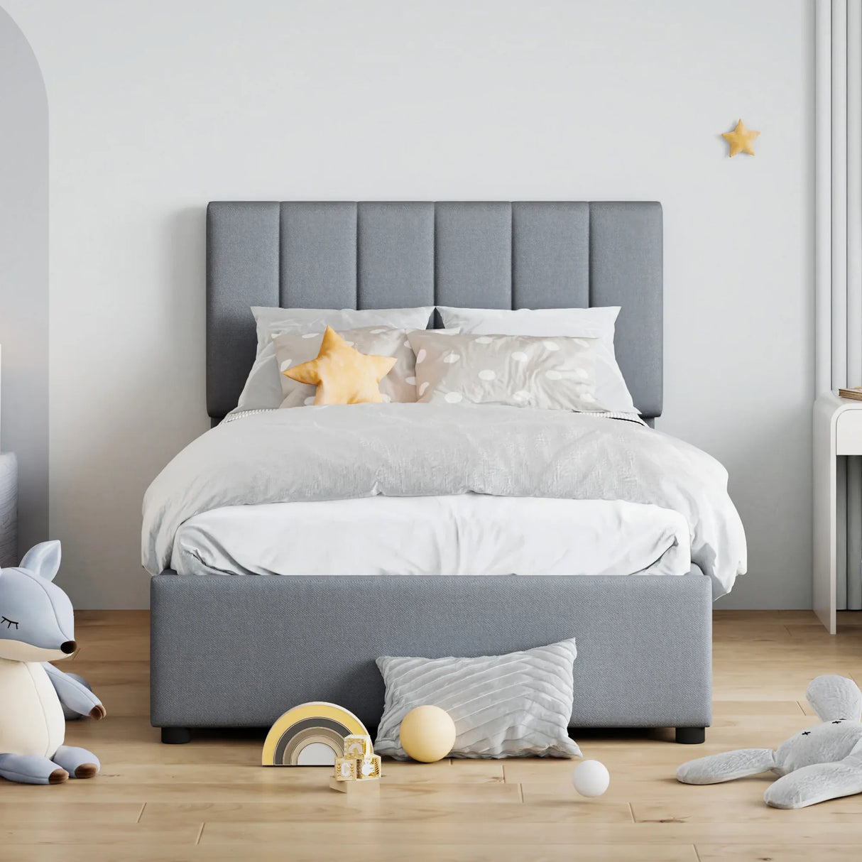 Twin Upholstered Platform Bed With Hydraulic Storage - Omega Lifestyles