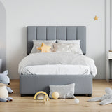 Twin Upholstered Platform Bed With Hydraulic Storage - Omega Lifestyles