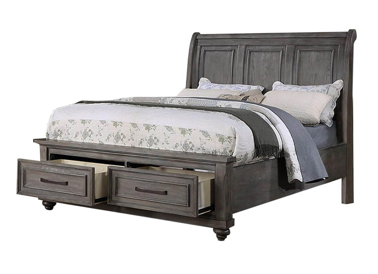 Queen Storage Bedframe With Sleigh Headboard Design - Omega Lifestyles