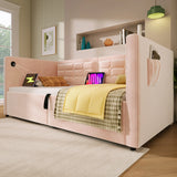 Twin Pink Velvet Upholstered Hydraulic Storage Bed Frame - Omega Lifestyles
