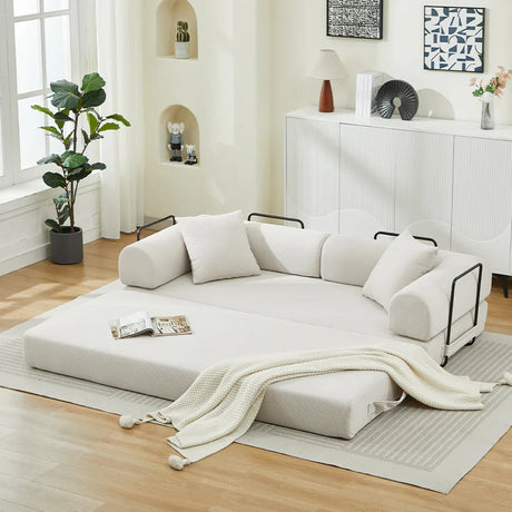 Corduroy Folding Sofa Bed With Foam Spring Mattress - Omega Lifestyles