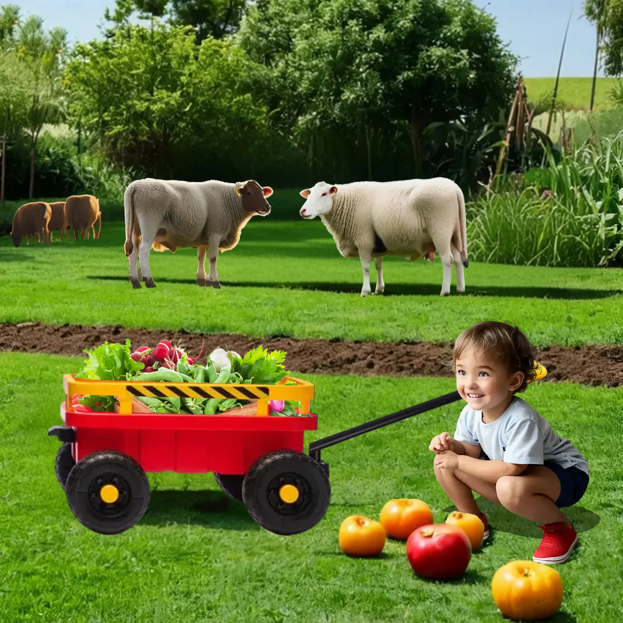 12V Kids Electric Ride On Tractor With Trailer and Lights - Omega Lifestyles