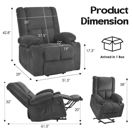Power Lift Massage Heat Recliner Chair With USB Ports - Omega Lifestyles