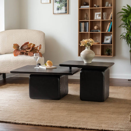 Set Of 2 Vintage Style Square Wood Grain Coffee Tables - Sleep Galleria