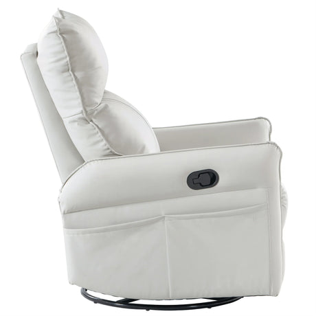 PU Reclining Rocking Chair With 360° Swivel And Footrest - Omega Lifestyles