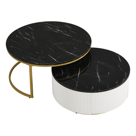 Modern Round Nesting Coffee Table With Drawer - Sleep Galleria