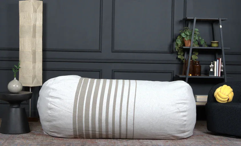 Fabric Foam Filled Striped Cylindrical 6.5-Foot Bean Bag Chair - Omega Lifestyles