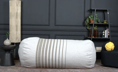 Fabric Foam Filled Striped Cylindrical 6.5-Foot Bean Bag Chair - Omega Lifestyles