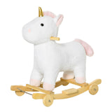 Plush 2-in-1 Rolling Unicorn Plush Rocking Horse - Omega Lifestyles