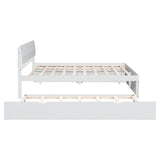 Modern Full White High Gloss Bed Frame With Trundle - Omega Lifestyles