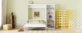 Queen Murphy Bed Wall Bed With Shelves White Solid Wood - Omega Lifestyles