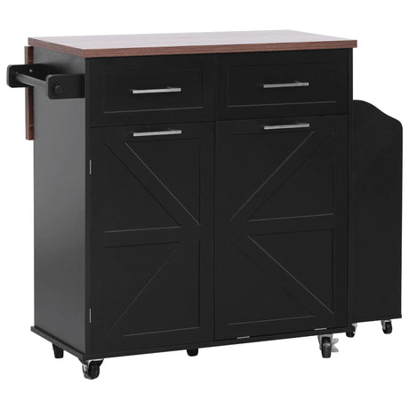 Farmhouse MDF Kitchen Island With Drop Leaf And Storage - Omega Lifestyles