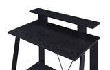 Black Synthetic Wood Writing Desk With USB Charging Ports - Omega Lifestyles