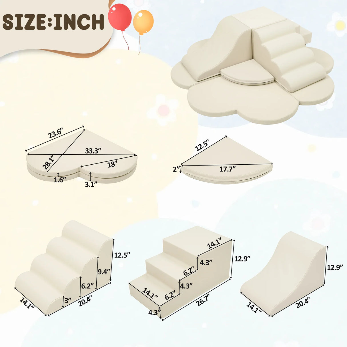 6-Piece Soft Foam Climbing Blocks Activity Play Set - Omega Lifestyles