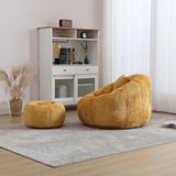 Chenille Memory Foam Pumpkin Shape Lounge Chair With Ottoman - Omega Lifestyles