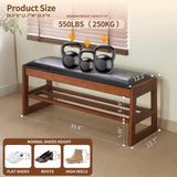 Walnut Rubber Wood Shoe Stool With Flip-Top Storage Bench - Omega Lifestyles