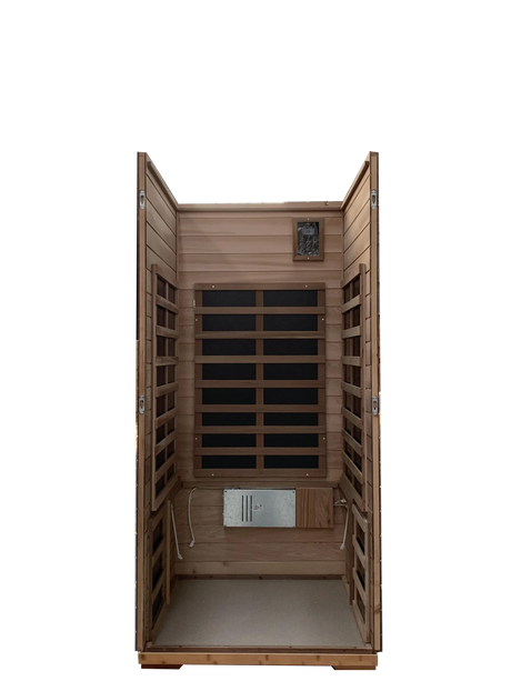 Outdoor Solid Wood Red Cedar 4-Person Infrared Sauna - Omega Lifestyles