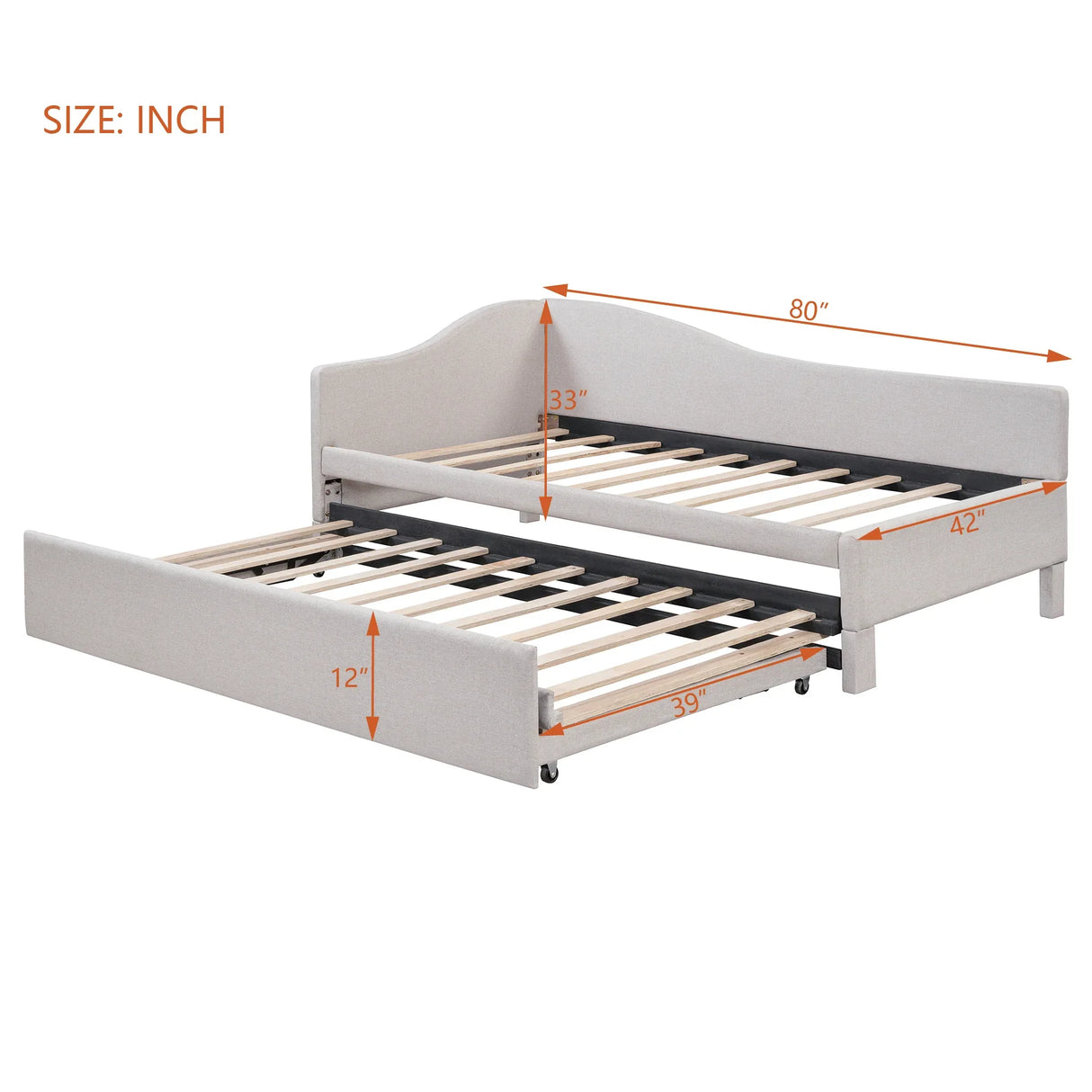 Twin Upholstered L-Shaped Daybed With Pop-Up Trundle - Omega Lifestyles