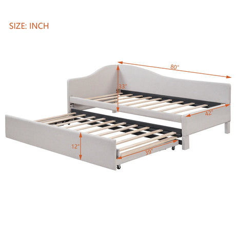 Twin Upholstered L-Shaped Daybed With Pop-Up Trundle - Omega Lifestyles