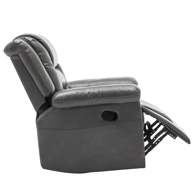 Grey PU Manual Reclining Rocking Swivel Recliner Chair - Omega Lifestyles