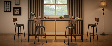 Rustic Brown Particleboard Bar Table Set With Stools - Omega Lifestyles