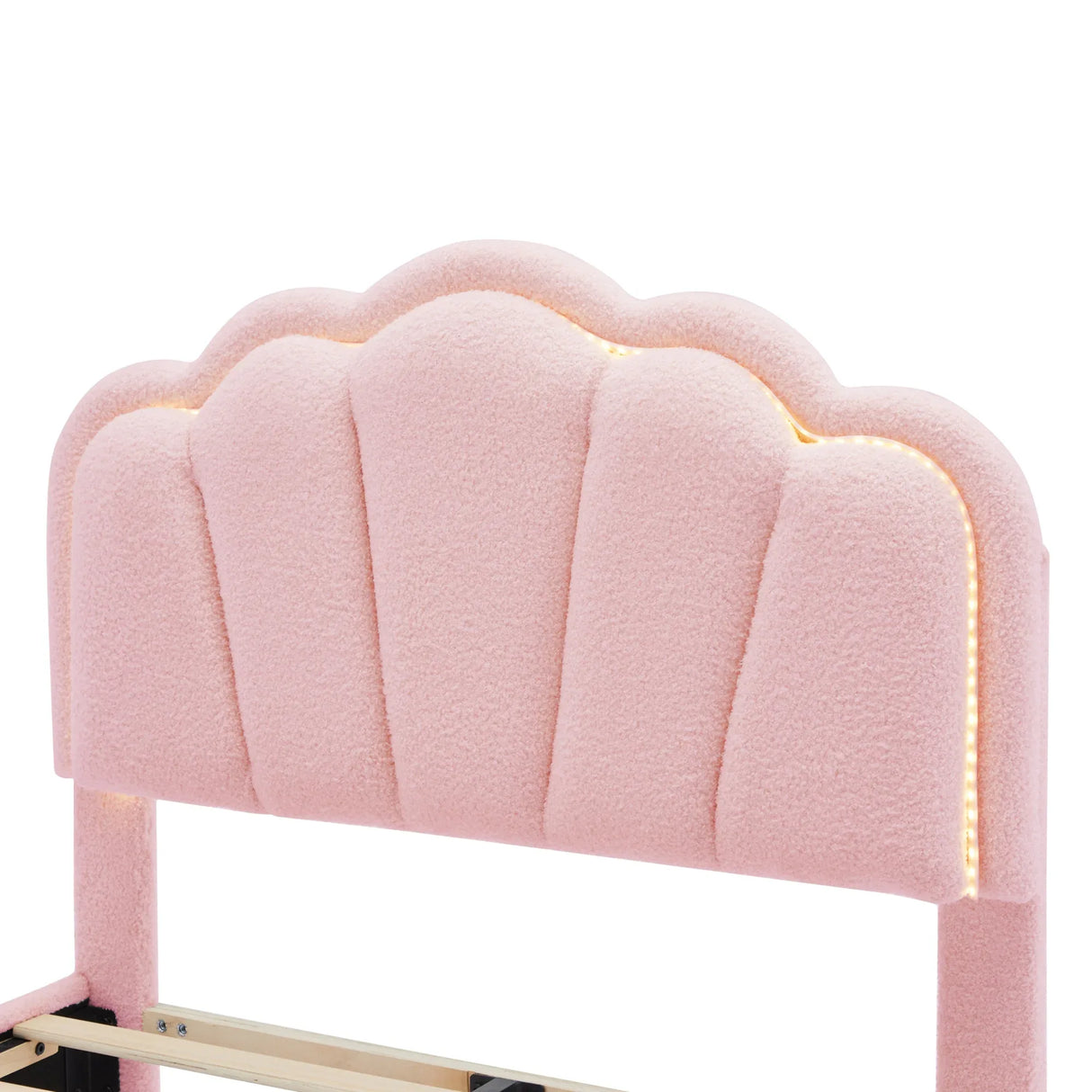 Twin Upholstered Flower-Shape Bed With LED Lighting - Omega Lifestyles