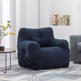 Soft Teddy Fabric Tufted Foam Bean Bag Chair Dark Blue - Omega Lifestyles