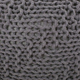 Modern Handmade Knit Cotton Round Pouf 20-Inch - Omega Lifestyles