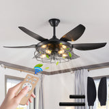 52-Inch Industrial Black Ceiling Fan With Light And Remote