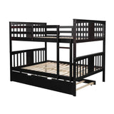 Full Over Full Bunk Bed With Twin Trundle Espresso Solid Wood - Omega Lifestyles