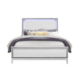 Queen Transitional Glam Panel Bed With Crushed Crystal Accent