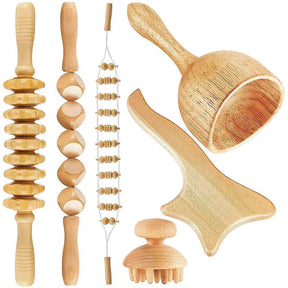 6-Piece Wooden Therapy Massage Tool Set - Omega Lifestyles