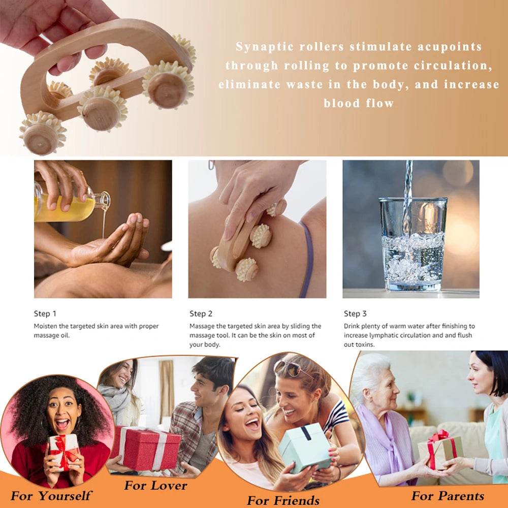 Wooden Handheld Massage Roller For Deep Tissue Relief - Sleep Galleria