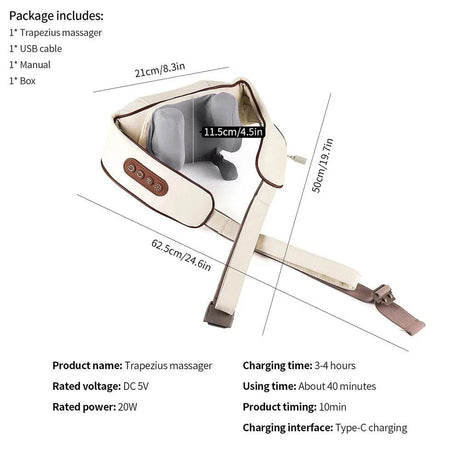 26W Brushless Motor Shoulder And Neck Massager Shawl - Sleep Galleria