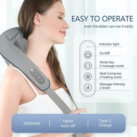 26W Brushless Motor Shoulder And Neck Massager Shawl - Sleep Galleria