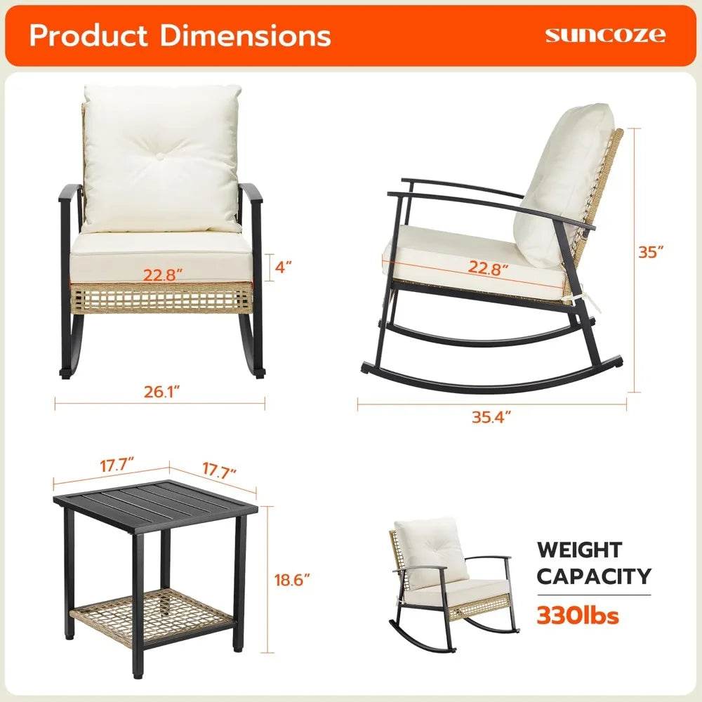 3-Piece Modern Outdoor Rocking Patio Furniture Set - Omega Lifestyles